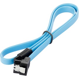 POPPSTAR 1x 0.5m Sata 3 HDD SSD cable with clip plug straight to 90 degree right-angle, up to 6 Gbps, blue