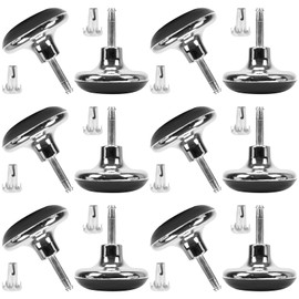 Minnhua 12 Pcs Furniture Legs Bed Castors Gliders with Metal Inserts for Beds Sofas Footstools Replacement for Castors Furniture Bed Chrome Feet Leg Glides Castors and Insert Fitting
