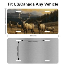 Muishi Elk Decorative License Plate, Vanity Tag, Metal License Plate, Aluminum Novelty License Plate Home Decor for Men/Women/Boy/Girls 6 X 12 Inch (4 Holes)