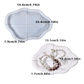 2 Pcs Jewelry Trinket Dish Resin Tray Mold, Cloud Shape Tray Silicone Mold, Storage Trays Container Mold,Jewelry Trinket Plate Candle Holder Silicone Mold for Clay, Resins,Gypsum,DIY Craft Home Decor