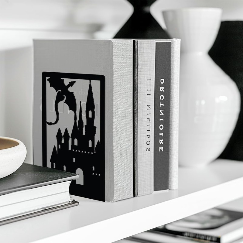 Peacoblue Metal Bookends for Shelves Room Decorative, Creative Heavy Duty