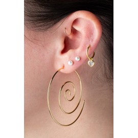 14-16GA Stainless Steel Large Spiral Coiled Hoop Earrings, Sold as a Pair (1.6mm (14GA), Gold Tone)