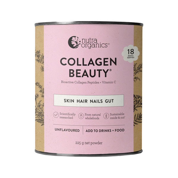 Nutra Organics Collagen Beauty Bioactive Collagen Peptides + Vitamin C Unflavoured 225g