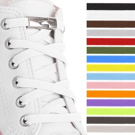 SULPO Flat Shoelaces without Tying - Buckle Closure - Laces Quick Release - Elastic Shoe Laces - Rubber - Shoelaces - Laces for Children and Adults, White