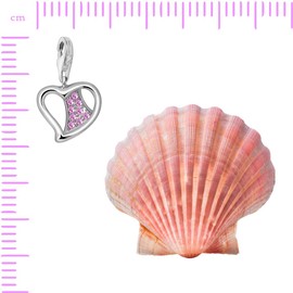 Quiges 925 Sterling Silver Pink Cubic Zirconia Heart Shape Lobster Clasp Charm Clip on Pendant