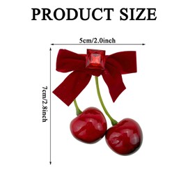 4 PCS Red Cherry Hair Claw Clip,Cute Hairpin Realistic Cherry Hair Clips,Girl Christmas Bowknot Hairpins Fruit Hair Clips Hair Accessories for Girls