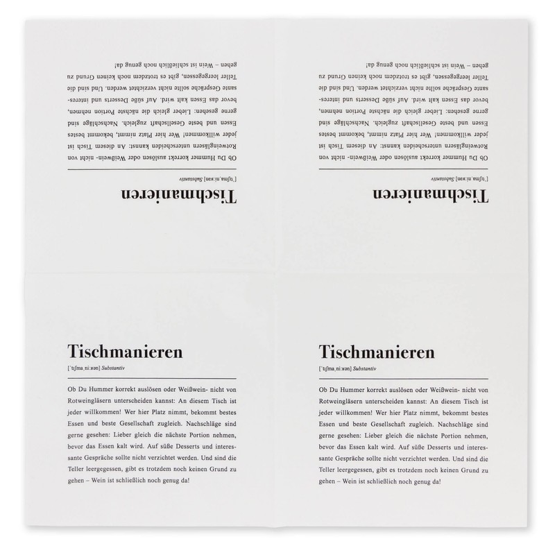 Papier Servietten: Tischmanieren Definition - 20 Stück