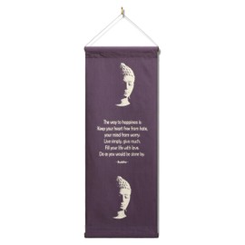 G6 Collection Inspirational Wall Decor Buddha Banner, Inspiring Quote Wall Hanging Scroll, Affirmation Motivational Uplifting Message Art Decoration, Thought Saying Tapestry Buddha - The Way, Purple
