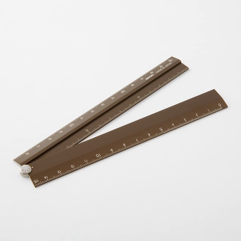 Midori 42287006 Aluminum Multi Ruler, 11.8 inches (30 cm), Brown