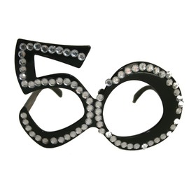 Folat 00753 50th Birthday Glasses Black with Diamond Frame, 50 (EU)