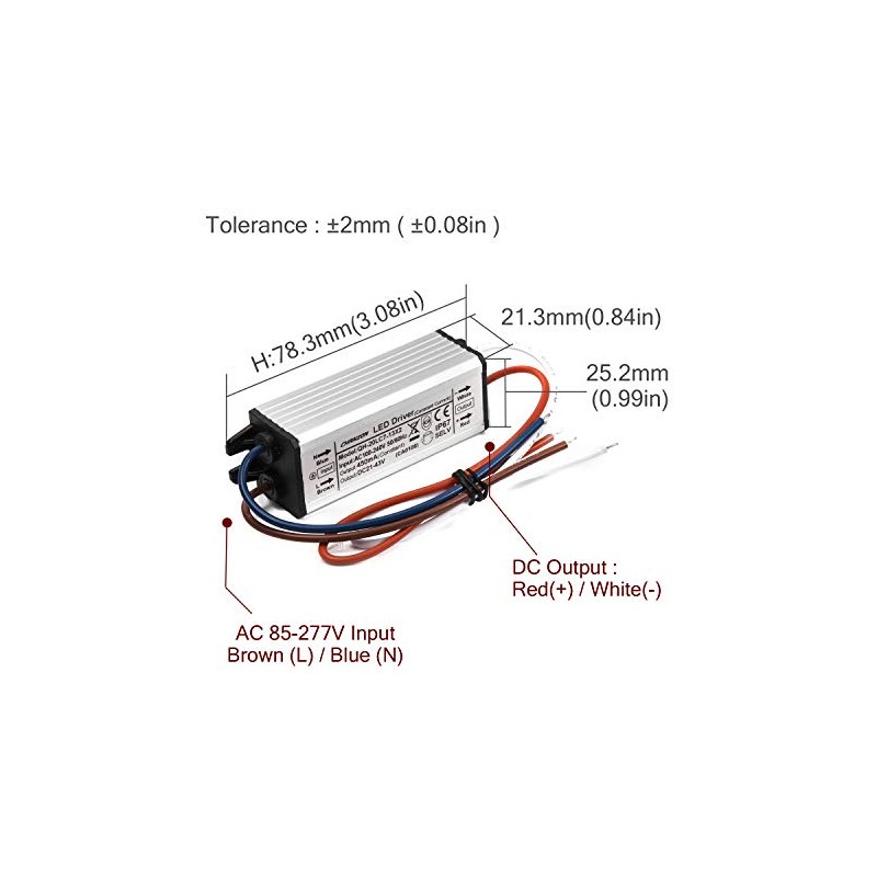 Chanzon LED Driver 450mA (Constant Current Output) 21V-43V (Input 100-240V