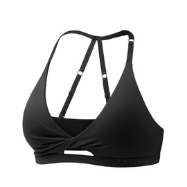 Women's Sports Bra, Open Back Design, Medium Impact, Adjustable Straps (CA/US, Alpha, Large, Regular, Regular, Black)