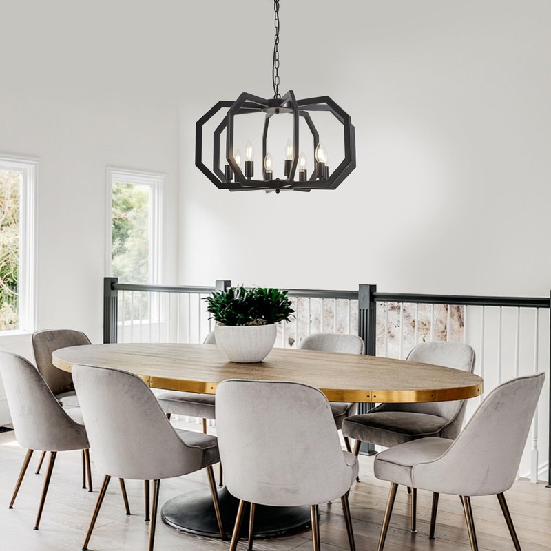 Lanhall 8 Black Light Farmhouse Chandelier Dining Room Light Fixture