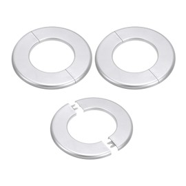 PATIKIL Wall Split Flange 3.07"/78mm, 3Pcs ABS Round Self-Adhesive Escutcheon Plate Cover Buckle for Water Pipe Faucet Decoration, Silver