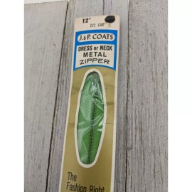 J&P Coats Vintage J&P Coats Dress or Neck Metal Zipper 12" Lime Green 222