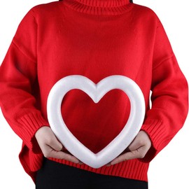 Operitacx Craft Foam Wedding Frame 2pcs Foam Wreath Forms Heart Shaped Craft Modeling Polystyrene Wreath Ring for Front Door Christmas Decorations Holiday Party Favors Homemade Ornaments Heart Ring