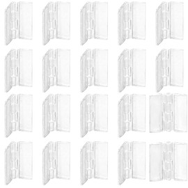 Paotxpum 20 PCS Clear Mini Plastic Hinges Acrylic Hinges Mini Hinge Transparent Plastic Hinges Continuous Piano Hinge Folding Hinge Tools for Crafts, Aquarium Lid, Cabinet, Furniture
