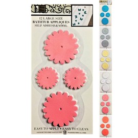 Better Home 12 Fun Flower Shape Bathtub/Shower Appliques Safety Non Slip Treads, Latest Decoration Colors (Pink)