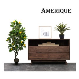 AMERIQUE Pair 4 Feet Gorgeous & Lifelike Six-Branch Artificial Trees with Various Size Lemon Fruits, with Nursery Pot, Real Touch Tech, 48", Yellow and Green