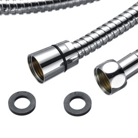 2 Meter Shower Hose,Double Lock Stainless Steel Replacement Handheld Shower Hose with Brass Fittings,Teflon Tape and Washers