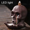 Backflow Incense Burner Purple Sands LED Light Skull Head Design