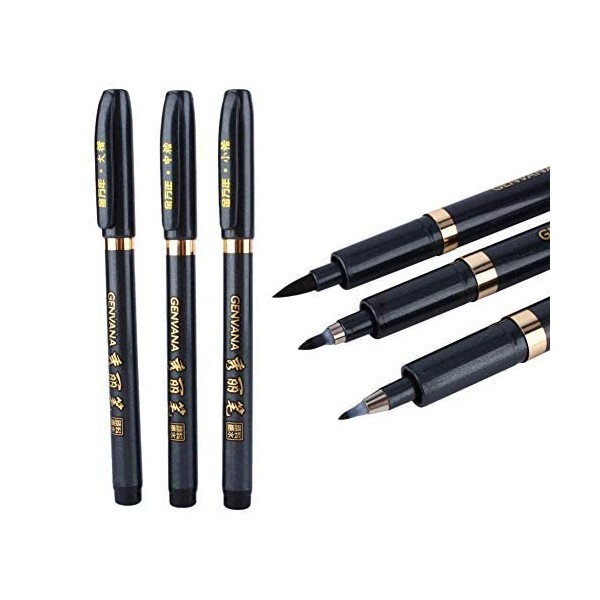 Refill Brush Calligraphy Pens, Professional Calligraphy Pen Set of 3