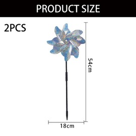 2 Pcs Windmills for Garden,Reflective Bird Scarer Windmill,Pinwheel Birds Deterrent Hanging Device Silver Spinners,For Gardens, Farmland, Bird Nesting Prevention(Height 52cm)
