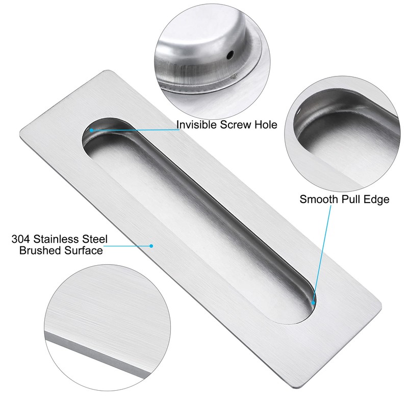 Malimali 2 Pack Stainless Steel Recessed Sliding Handles, 180mm Flush