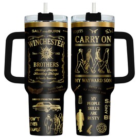 Regalos únicos para los amantes de los programas de televisión, vaso grabado con mango y pajita, taza de película natural de acero inoxidable de 40 onzas, regalos para hombres y mujeres