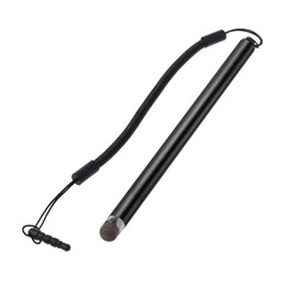 +Lsm Stylus Pen for Phones & Tablets with Conductive Fiber Nib Elastic Curl Cord Strap Earphone Jack (Black)