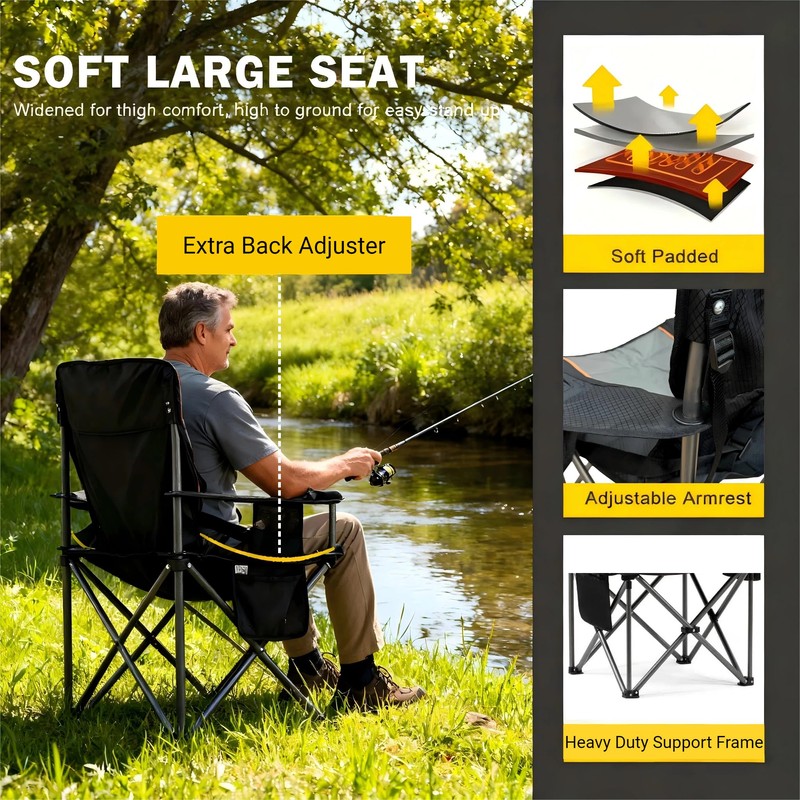 FAIR WIND Oversized Fully Padded Camping Chair for Heavy People