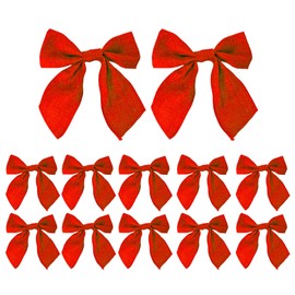 Meseey Pink Burlap Bows, 6 Inch, 12 Pack, Easter Spring Decorations for Door, Tree, Gift Wrapping (Red)