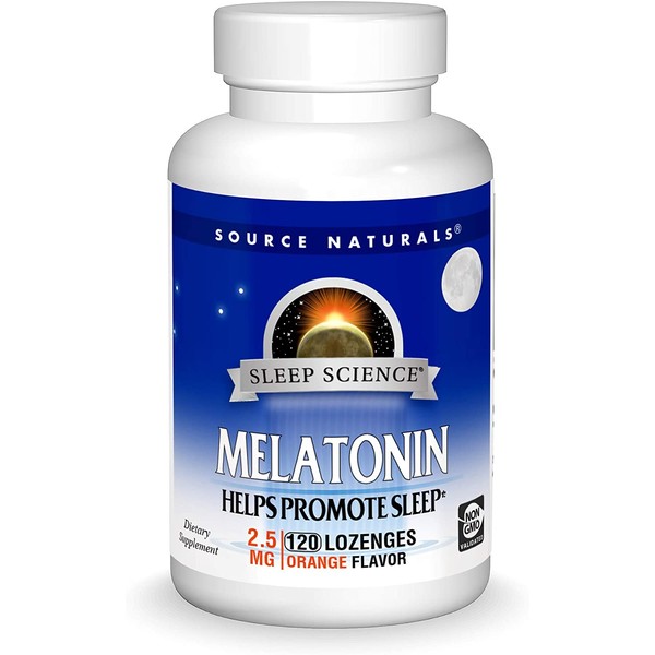 Source Naturals Sleep Science Melatonin 2.5 mg Orange Flavor - Helps Promote Sleep - 120 Lozenge Tablets
