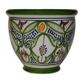 Treasures Of Morocco Flower Pot Moroccan Spanish Garden Drain Hole Ceramic Planter Handmade Multicolored