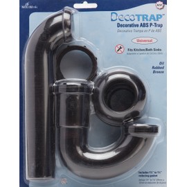PF WaterWorks DecoTRAP Decorative ABS P-Trap (Kitchen/Bathroom) with Matching Wall Adaptor Cover - Universal (1-1/2-Inch or 1-1/4-Inch x 1-1/2-Inch); Oil Rubbed Bronze; PF0703-ORB