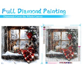 MRMIOOM Christmas Diamond Art Kits for Adults Beginners, 5D DIY Full Round Drill Diamond Painting Kits, Paint by Diamonds Dot Gem Art Crystal Easy,Home Wall Decor 13.7X13.7Inch