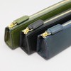 Slip-on Zipper Pencil Case S Rio Italian Leather Leather Navy