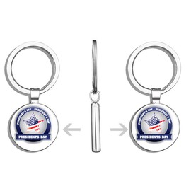 HJ Media President Day United States Star Metal Steel Keychain Ring Double Side Key Chain