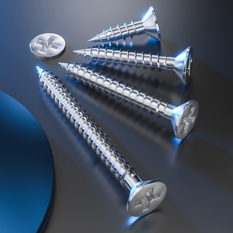 Wensilon (135Pcs) 304 Stainless Steel Wood Screw Quick Metal Self