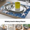 Blue Placemats Set of 8, Summer Nautical Theme Starfish Shell