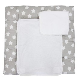TupTam changing mat incl. 2 terry cloth covers model MAR02579, Grey Large White Stars, 70 x 70 cm
