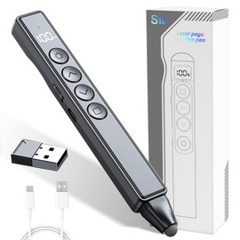 BJLBOJEY Presentador Inalámbrico de Diapositivas, Presentador de Diapositivas para Presentaciones, Pasapáginas con Láser 100M, Pantalla LED de Potencia y Receptor USB para Windows, MacOS, Android