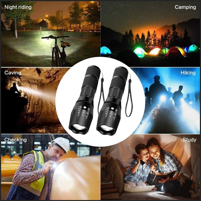 Pocketman 2 Pack LED Torches High Lumen,Powerful Flashlight with 5
