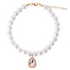 Daovace Pearl Dog Necklace Collar Water Droplet Rhinestone Pet Pearl