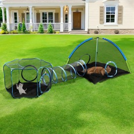 Tivray Outdoor Cat Enclosure, 3-in-1 Catio Outdoor Cat Enclosure with Tunnel for Outside and Indoor, Cat Tent Portable Catio Pet Playpen with Storage Bag for Kitty and Small Animals