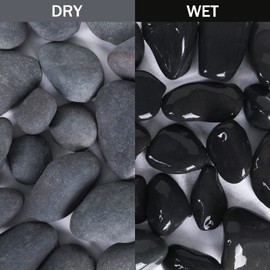 Ausluru 20LB Stones Pebbles River Rocks, 100% Natural Hand-Picked Premium Decorative Pebbles, Ideal for Garden Landscaping, Home Decor, Aquariums, Painting, Crafting and Gifts (Black, 20 Pounds)
