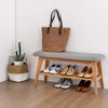 SOBIBO Bamboo Shoe Bench, Entryway Bench, 2 Tier Shoe Rack