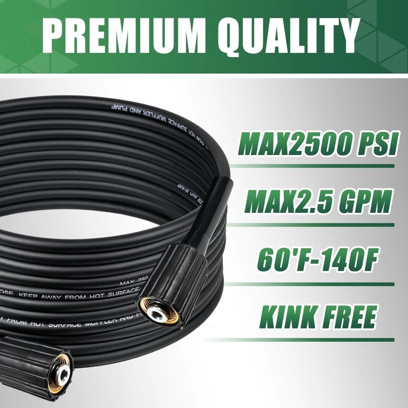 COYARDOR Pressure Washer Hose 25ft Kink Resistant Power Washing Replacement