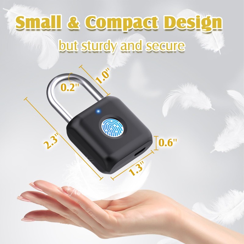 Fingerprint Padlock, Pothunder Smart Padlock, Locker Lock, Fingerprint Lock with