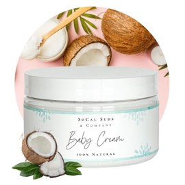 SoCal Suds & Company 8oz Baby Cream – Unscented Moisturizing Balm with Aloe, Shea Butter & Coconut Oil – Gentle Diaper Rash Cream for Sensitive Skin, Dryness & Irritation